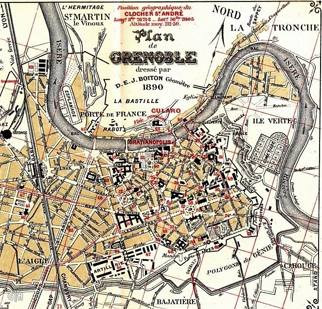 Plan fortifications Grenoble 1890